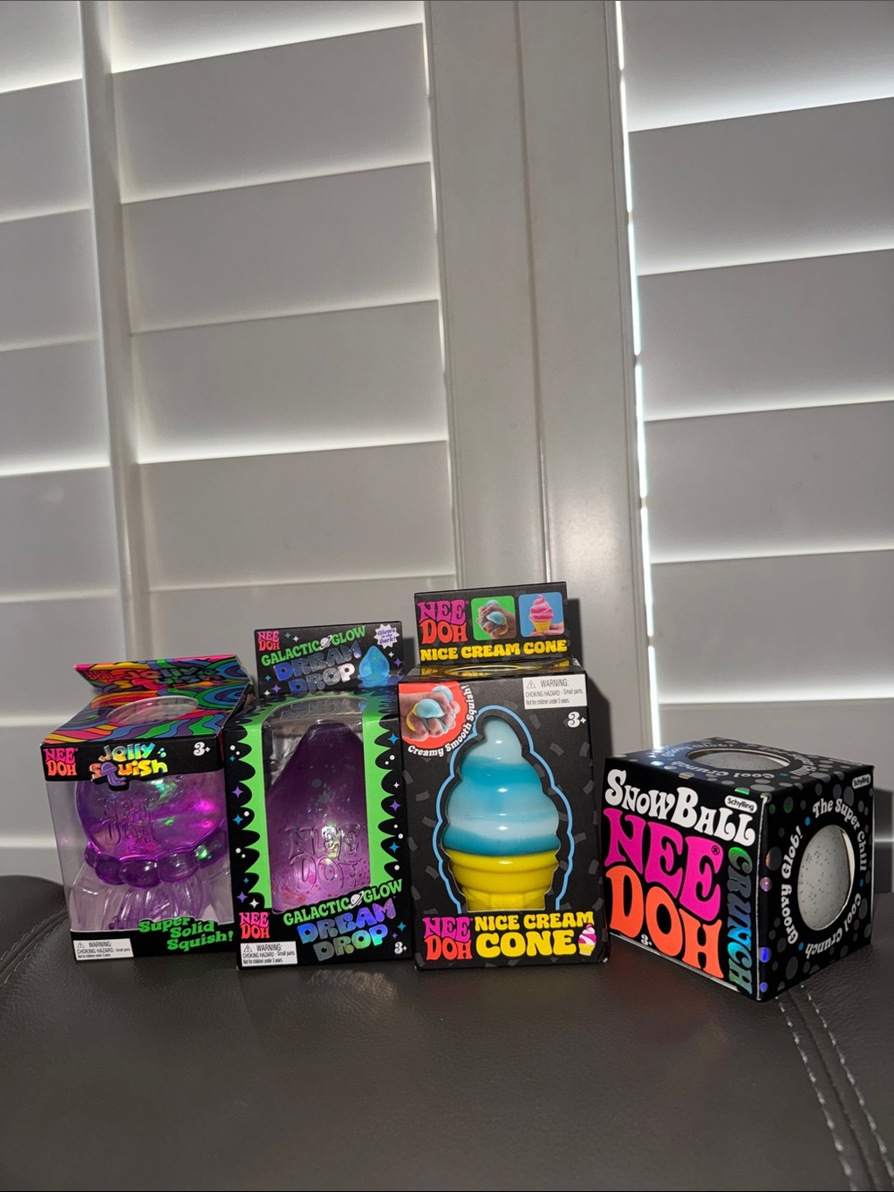 NeeDoh Jelly Squish, Galactic Glow Dream Drop, Nice Cream Cone & SnowBall Crunch